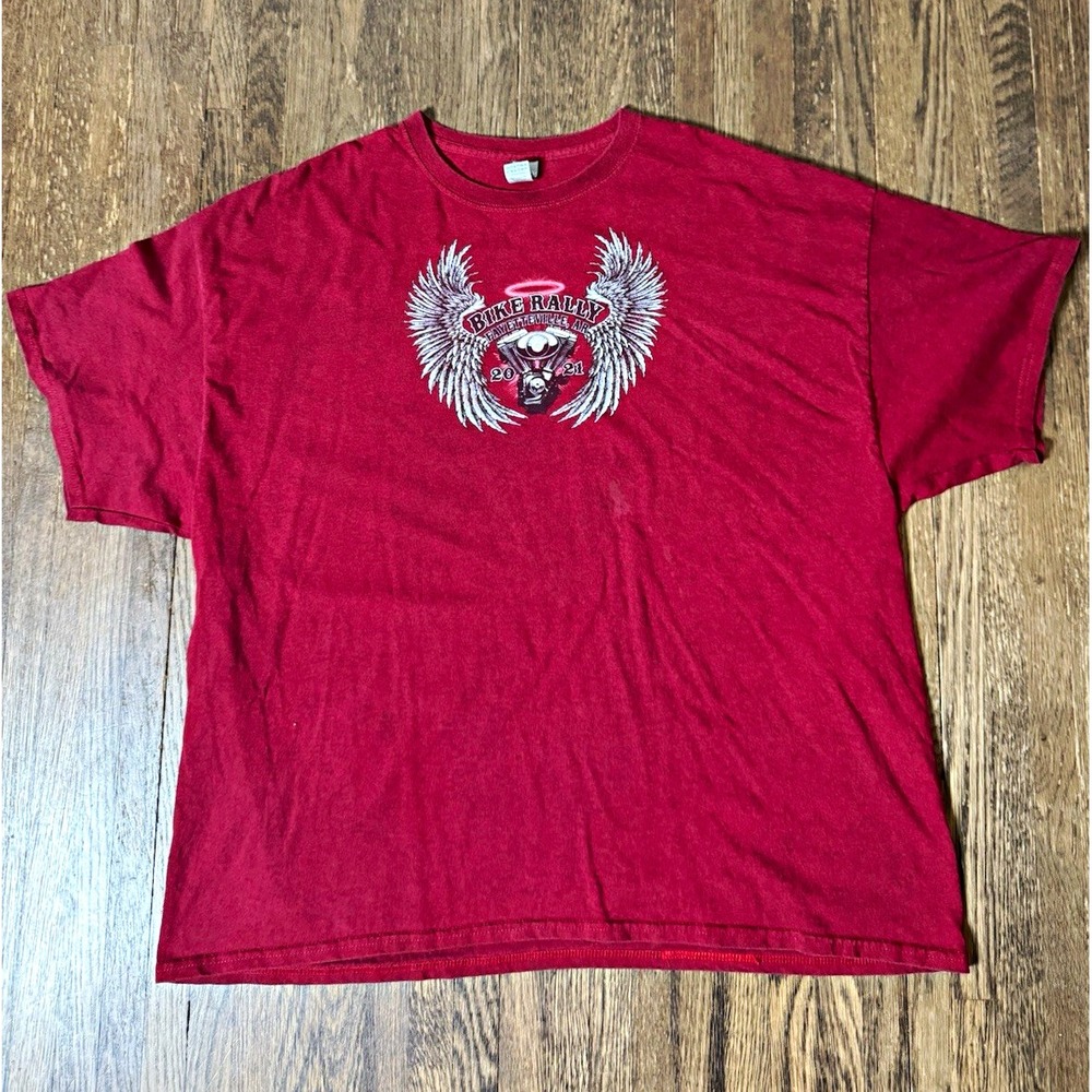 2021 Fayetteville AR Bike Rally T-Shirt Red Gildan Ultra Cotton Size 3XL Biker